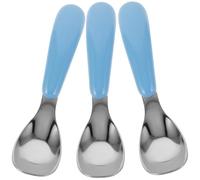 GALPADA 3pcs Stainless Steel Utensils Ergonomic Handle Cutlery for Easy Gripping for Introducing Solid Foods Safe and Durable Eating Spoons for Mealtime Independence