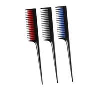 GALPADA 3pcs Tip Tail Combs Long Handle Hair Cutting Combs Professional Salon Hair Styling Tools Set for Home and Salon Use Black Red Blue