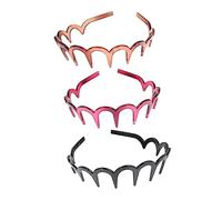 GALPADA 3pcs U Shaped Toothed Hairbands for Women Simple Hair Hoops in Black Brown Burgundy Non Slip Hair Accessories for Face Washing Styling Exercise Daily Use