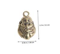 GALPADA 3pcs Vintage Brass God of Wealth Keychain DIY Pendant Decorative Key Accessory for Car Home Desktop Craft Gift