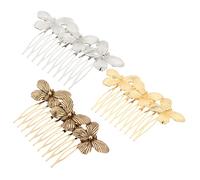 GALPADA 3pcs Vintage Butterflies Hair Comb Set Metal Side Hair Accessories for Women Bridal and Party Headpiece Gold, Silver, and Antique Bronze Finish