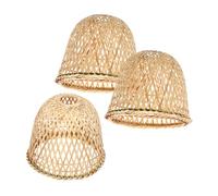 GALPADA 3pcs Vintage Hand Woven Bamboo Lampshade Round Retro Lamp Cage for Bulbs Soft Cozy Light for Hallways Tea Houses Small Spaces Easy Installation