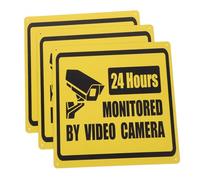GALPADA 3pcs Vintage Tinplate Security Camera Signs Wall Signs with Frameless Design Sturdy Anti-warping Video Surveillance Posters for Outdoor Home Cafe Restaurants