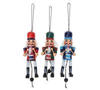 GALPADA 3Pcs Wooden Nutcracker Soldiers Pull String Puppets Christmas Nutcracker Decorations Tabletop Ornaments Hand Painted Xmas Decor Gift