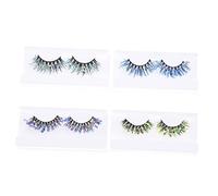 GALPADA 4 Pairs 3d Glow in The Dark Glitter False Eyelashes Natural Nude Makeup Cosplay Lashes for Party Stage Performance
