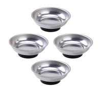 GALPADA 4 Pcs 3-inch Stainless Steel Magnetic Round Parts Tray Bowl Set for Screws Nuts Bolts, Magnetic Tool and Hardware Holder for Automotive Repair and Workshop Use