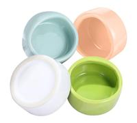 GALPADA 4 Pcs Ceramic Hamster Food Bowls with Curved Top Anti-spill Design for Small Animals Hedgehogs Mice Cage Rodent Dish in Green Pink White Blue