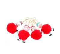 GALPADA 4 Pcs Christmas Theme Plush Keychains with Metal Buckle Adorable Snowman Reindeer Santa Grandma Bag Pendants Soft Decorative Ornaments for Festive Gifts and Key Organization