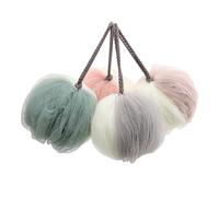 GALPADA 4 Pcs Large Double Color Bath Ball Shower Puff Mesh Sponge with Short Rope for Exfoliate and Lathering, Soft Pe Material, for Bathroom and Travel Use Random Color