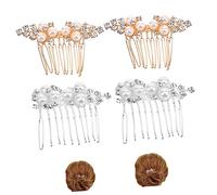 GALPADA 4 pcs Pearl Crystal Bridal Hair Combs Elegant Rhinestone Hair Accessories for Women Wedding Special Occasions Gold Silver Color Options for Brides
