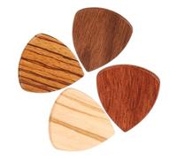 GALPADA 4 pcs Small Wood Guitar Picks Folk and Electric Guitar Plectrums with Smooth Surface Fine Texture for Acoustic Bass Playing and Finger Protection