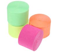 GALPADA 4 Rolls Assorted Colour Fluorescent Crepe Paper Streamers Glow in The Dark Party Decor Paper Rolls Can Be Cut to Size for Birthday and Yard Decorations