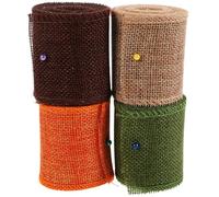 GALPADA 4 Rolls of DIY Decorative Burlap Ribbon Rolls Made from Imitation Linen 6cm Wide and 3 Meters Long Each, for Christmas, Wedding Craft, Wrapping and Party Decoration