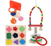 GALPADA 4 Sets Colorful Parrot Trick Tabletop for Intelligence Training Wooden Bird Educational Chew for Natural Instincts Interactive Training Set for Budgies and Parakeets Random Color