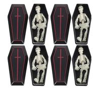 GALPADA 4 Sets Mini Coffin Box Model Skeleton Set, Plastic Halloween Mini Coffins, , Prank Props for Halloween Party Decoration
