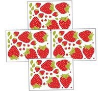 GALPADA 4 Sheets Strawberry Wall Stickers for Delicate Art Decals for Smooth Walls Glass Doors and Closets Easy Peel and Stick Home Decor Vibrant Corridor Sticker