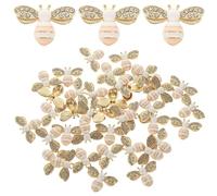 GALPADA 40pcs DIY Craft Decorations Miniature Bee Charms for Hair Accessories and Phone Case Decors, Pink-white Flatback Bee Embellishments for Handmade Jewelry and Creative Craft Projects