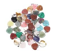 GALPADA 40Pcs DIY Natural Stone Heart Pendants Mixed Colors Creative Jewelry Charms for Necklace Keychain Crafting Valentines Gift