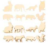 GALPADA 48pcs DIY Wooden Animal Cutouts Pack, Easy to Paint and No Burr Beige Plastic Craft Slices Featuring Rabbit, Elephant, and Polar Bear Shapes, and Creative Projects