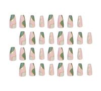 GALPADA 48pcs Fake Nails Tips French Style Full Cover Press on Nails Scratch Resistant Abs Material Fashion Shape Elegant Design for DIY Home Art and Dating