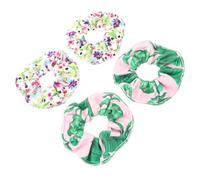 GALPADA 4pcs Absorbent Large Intestine Hair Tie Soft Microfiber Ponytail Holder for Thick and Thin Hair Lightweight Stylish Scrunchies with Floral and Ruffle Patterns Fashionable for Daily