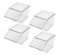 GALPADA 4pcs Acrylic Tea Chest Storage Organizer Box with Large Open Compartments for Tea Bags and Coffee Capsules, Simple and Generous Design for Kitchen Counter Decoration