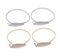 GALPADA 4pcs Adjustable Alloy Peacock Curtain Tiebacks No Drill Elastic Curtain Holdbacks for Bedroom Living Office Decorative Metal Buckles in Gold and Silver