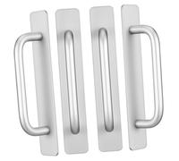 GALPADA 4pcs Aluminum Alloy Punch Cabinet Handles Self Adhesive Wardrobe Pulls for Kitchen Sliding Doors Strong Adhesion Easy Installation Modern Silver Design