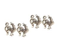 GALPADA 4pcs Antique Brass Rooster Charms for DIY Jewelry and Crafts Unique Zodiac Rooster Pendant for Home Decor and Keychain Use