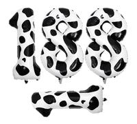 GALPADA 4pcs Black Cow Pattern Decorative Balloon Set for 18th Birthday Party, Aluminum Foil Material with Safe and Convenient Features, for Photography Backdrop and Carnival Decorations