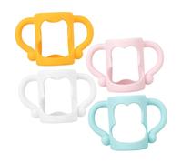 GALPADA 4pcs Bottle Silicone Grip Handles Easy to Use Nursing Bottle Holders for Comfortable and Safe Accessories Orange and White for Developing Independent Drinking Skills