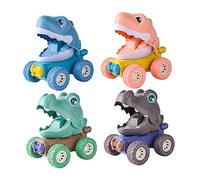 GALPADA 4Pcs Cartoon Dinosaur Inertia Cars for Hand Pressed Vehicles and Safe Boy Girl Engaging Playtime for Boys