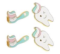GALPADA 4pcs Cartoon Toothbrush Pins for Backpacks and Hats, Alloy Brooches Adorable Design to Highlight Appearance and Bring Vibrant Playful Touch, Cute Pins for Backpacks Aesthetic