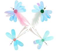 GALPADA 4pcs Cat Lure Heads Replacement Tips for Indoor Cats Feather Teaser with Plastic and Metal Sturdy Self-entertainment Accessories