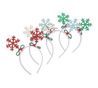 GALPADA 4pcs Christmas Snowflake Headbands Glitter Hairbands for Women and Lightweight Flexible Holiday Party Accessories for Winter Festival Celebration