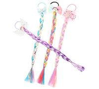 GALPADA 4Pcs Colorful Wig Hair Ties for Hair Wrap Accessories with Bow Rainbow Shell and Unicorn Designs for All Hair Types and Ages Great Idea