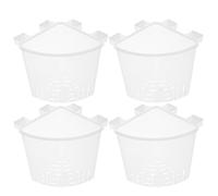 GALPADA 4pcs Corner Fish Tank Plant Holder with Integrated Hook and Drainage Holes, Plastic Aquarium Planter for Pothos and Peace Lilies, Space-saving Hanging Aquascaping Enhancement