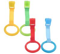 GALPADA 4pcs Crib Pull Rings for Baby, Lightweight Plastic and Nylon Stand up Rings with Smooth Surface, Toddler Walking Safety and Boys and Girls Learning Tools for Playpen and Nursery