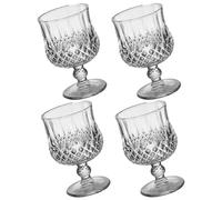 GALPADA 4Pcs Crystal Frosted Diamond Cut Brandy Glasses Set Stem Red Wine Goblets for Party Dining and Cocktail Use