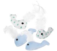 GALPADA 4pcs Cute Whale Shaped Interactive Cat Toys Soft Stuffed Whale Toy for Indoor Cats Kitten Teething Chew