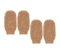GALPADA 4Pcs Dead Skin Removers Glove Bathing Foaming Gloves Khaki Linen Toweling Fabric Easy to Grasp Does Not Hurt Skin for Camping Trips