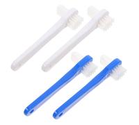 GALPADA 4pcs Double-Sided Denture Toothbrush Ergonomic Small Dual-Head Oral Cleaner for Adults Flexible Reach Clean Areas Multi-Functional False Teeth Brush for Dental Hygiene