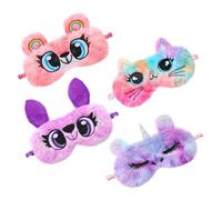 GALPADA 4Pcs Eye Masks for Plush Sleep Blindfold with Owl Rainbow Cat Unicorn and Bear Comfortable Faux Covers for Travel and Sleeping