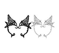 GALPADA 4pcs Fairy Ear Cuffs Butterfly Ear Wrap Earrings Non-piercing Clip-on Earring Cuff Set for Women Teens Vintage Hollow Wings Design Black and Silver