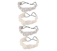 GALPADA 4pcs Fashionable Elastic Headband Hair Jewels for Women Lace Headwear for Wedding Party Festival