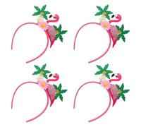 GALPADA 4pcs Flamingo Headbands with Tropical Palm Tree Design, Lightweight Fabric and Felt Material, Vivid Colours for Hawaiian Luau Party and Themed Carnival Events