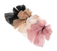 GALPADA 4pcs French Inspired Multilayer Bow Hair Clips for Women Banana Ponytail Holders with Strong Grip Elegant Bowknot Barrettes Black Khaki Pink for Daily Styling