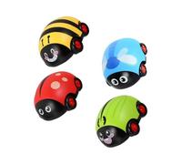 GALPADA 4Pcs Friction Powered Pull Back Car Glowing Cartoon Insect Vehicles for Yellow Blue Green