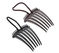 GALPADA 4pcs Hair Comb Set Black and Coffee Plastic Ponytail Insert Comb with Delicate Pearl Decoration, Simple Style Adds Bounce and Volume for Easy Hairstyling