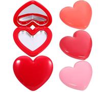 GALPADA 4pcs Heart Shaped Lipstick Container Empty Eyeshadow Box 6.5x6.5x1.8inch Compact and Practical Plastic Case for Travel and Display
